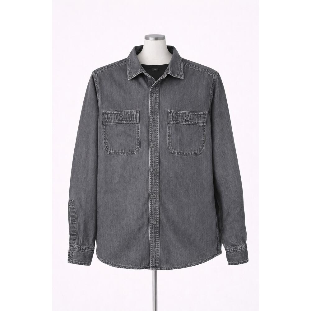 Eddie Bauer Shirt Mens Size S Black Denim Long Sleeve Western Casual Rock Flawed